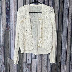 Beldoch Popper Vintage Women's Cream Cardigan Sweater Large